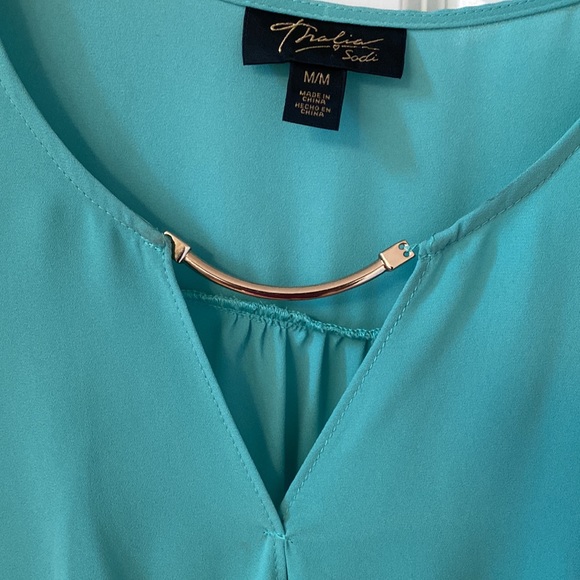 **2 for 20**Thalia Sodi Light Green Sleeveless
Blouse with Silver Metal Accent - Picture 2 of 13
